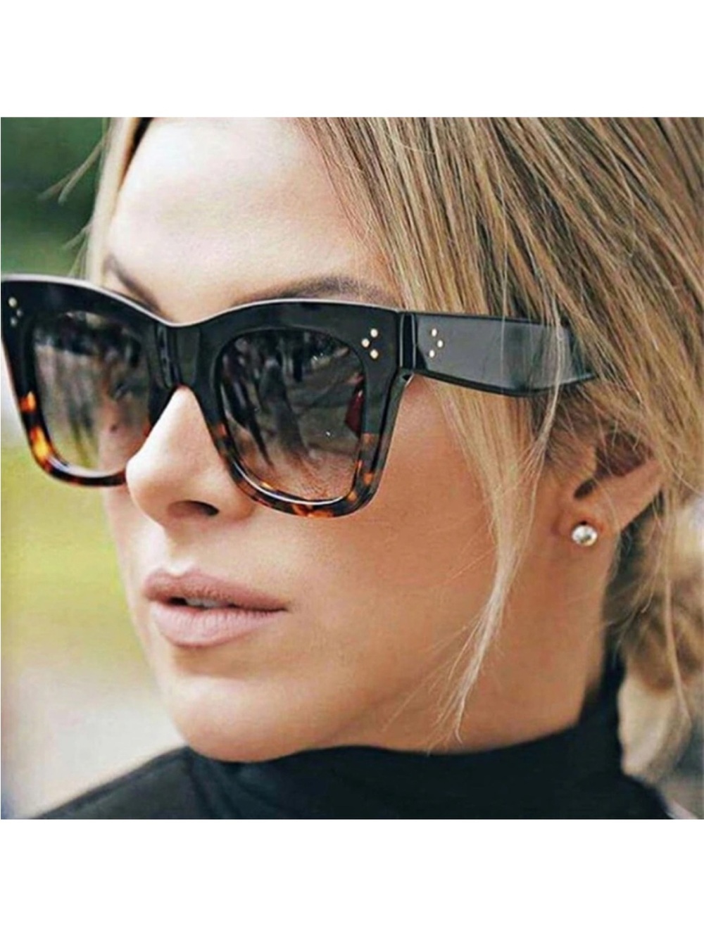 NEW! Black & Leopard Oversized Square Sunglasses
